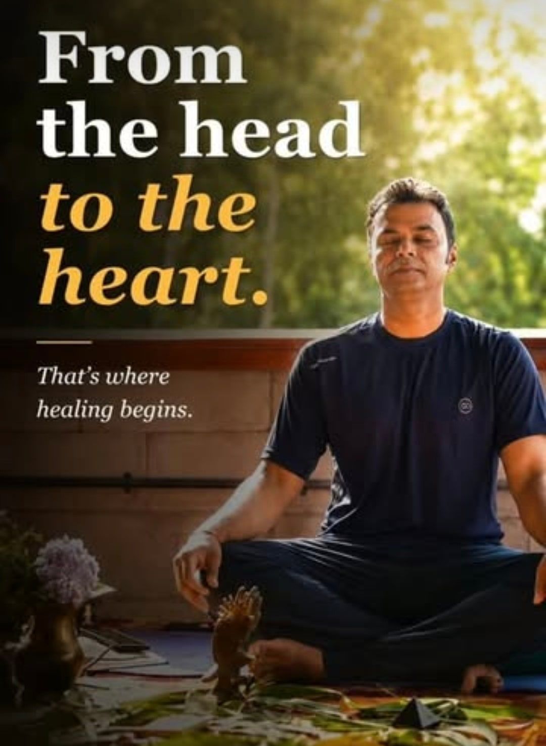 Reel cover: From the head to the heart. That’s where healing begins. Vishal sits cross-legged, eyes closed, during his Evolution of Breath training.